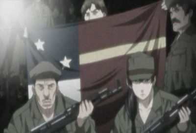 Despite the fuzz filter, you can see all the details well shaded on the flag and on their uniforms
